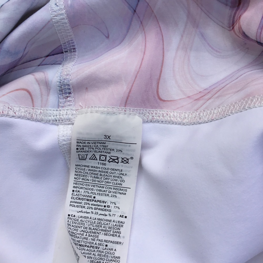 Old Navy Active Powersoft High Rise Leggings 3X Marble Swirl Pink Pockets Go-Dry - Picture 4 of 8